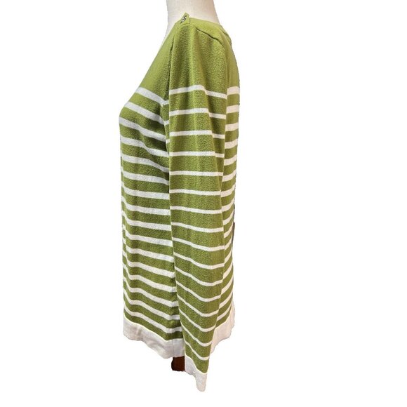 Banana Republic Womens Striped Sweater~Size L~Olive/Ivory Tunic Top ~ L7 04 - Picture 7 of 11